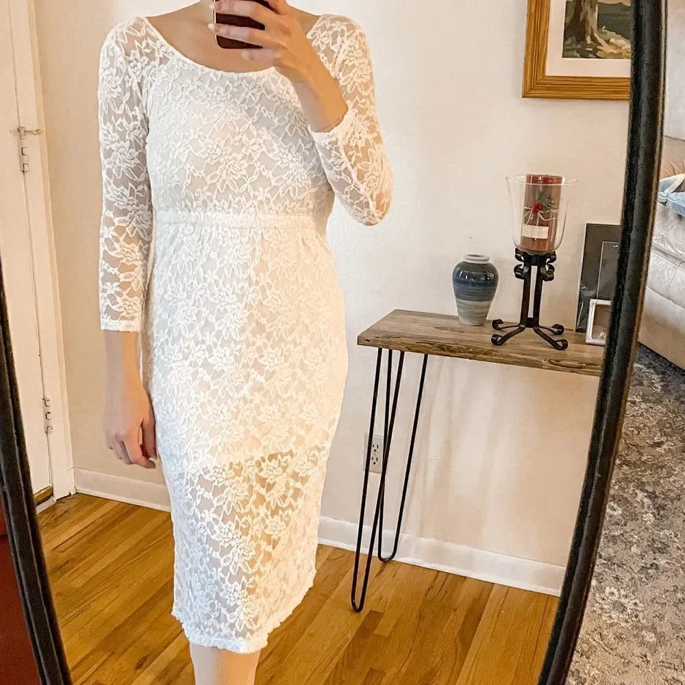 Free People Lace Mini Dress White XS